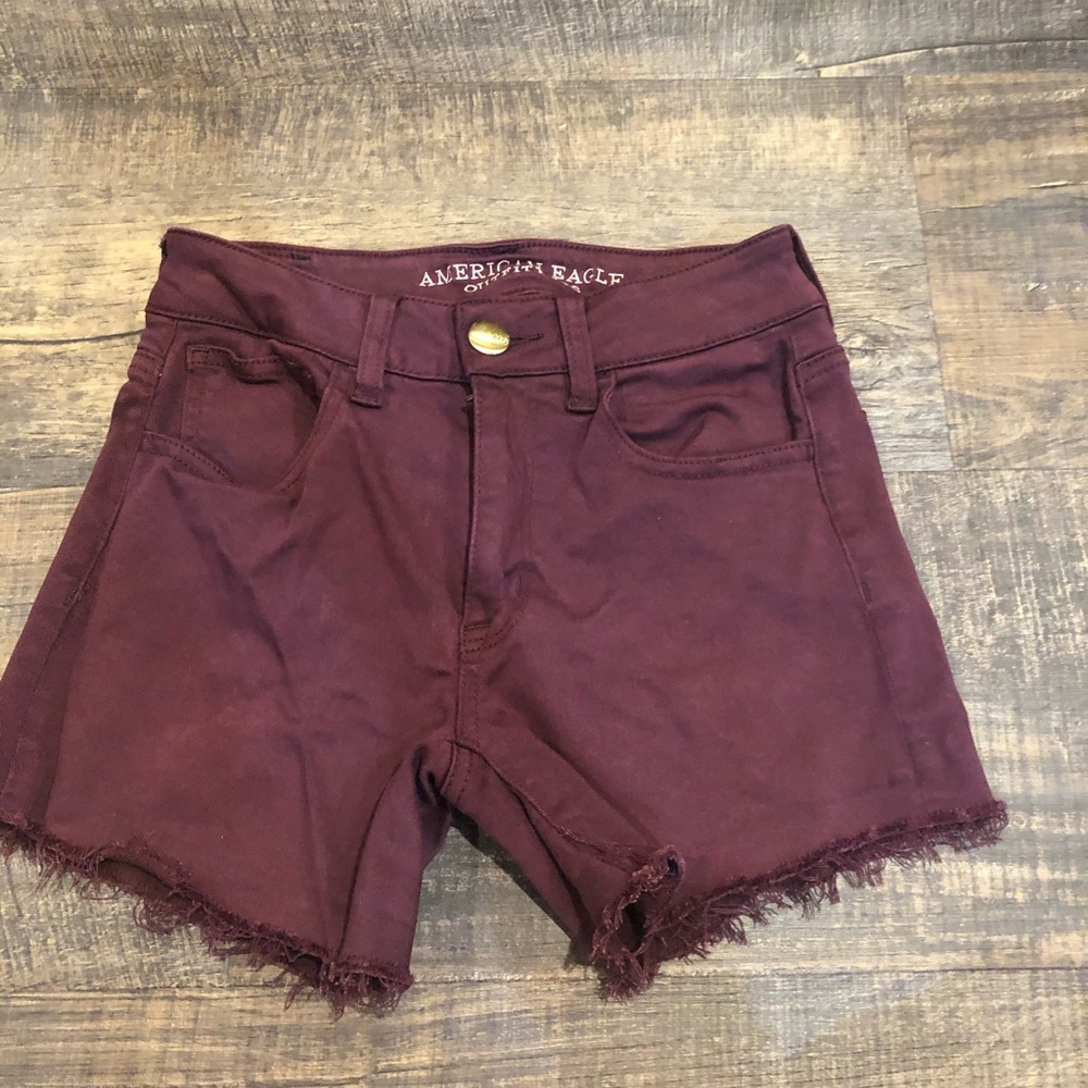 Maroon jean shorts